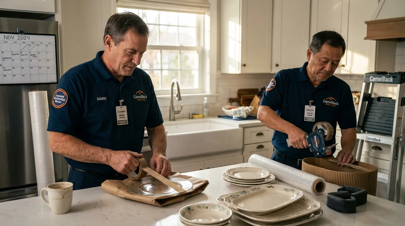 Professional crew packing kitchen dishware in Madisonville, KY